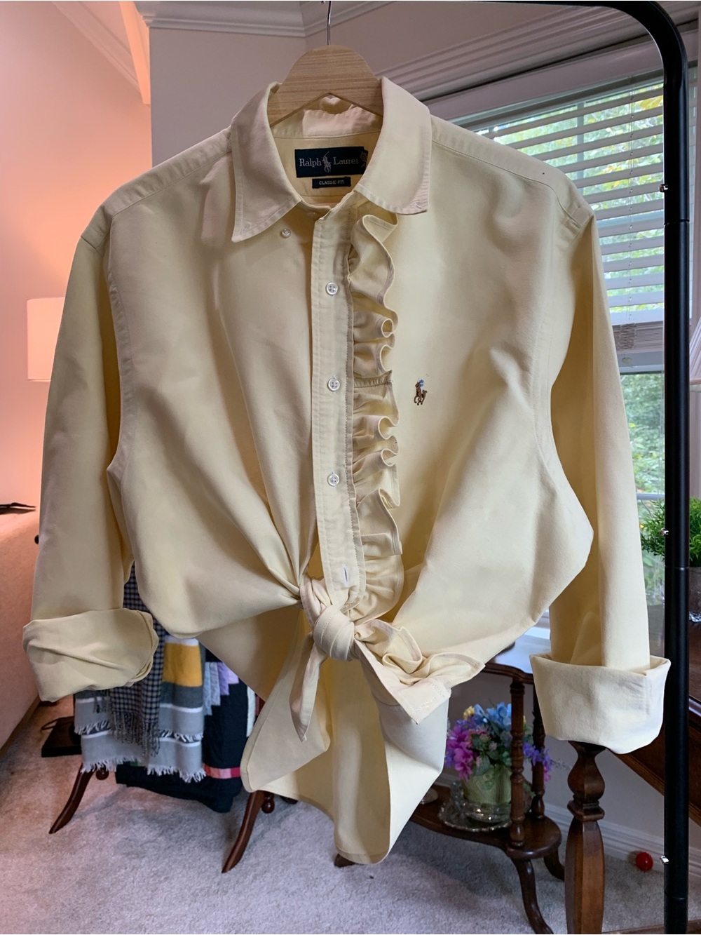 Ralph Lauren Yellow Ruffle-Front Cotton Shirt